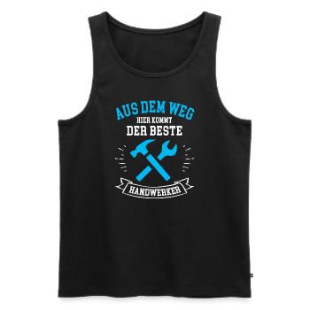 Aus Dem Weg Hier Kommt Der Beste Handwerker Spruch - Männer Premium Bio Tank Top - Schwarz - Vorne - Michal (187cm)
