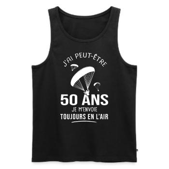 50 ans parapente humour anniversaire parapentistes - Débardeur bio Premium Homme - noir - Devant - Michal (187cm)