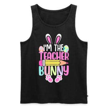 Je suis le lapin de l’enseignant - Débardeur bio Premium Homme - noir - Devant - Michal (187cm)