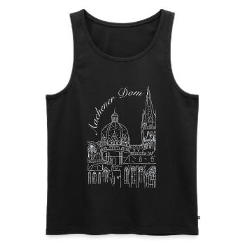 Cathédrale d’Aix-la-Chapelle en Allemagne, dessinée à la main - Débardeur bio Premium Homme - noir - Devant - AI Model Male 178 light (178cm)