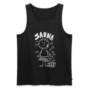 Dampf Sauna Strichmännchen - Männer Premium Bio Tank Top - Schwarz - Vorne - Michal (187cm)