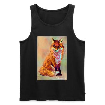 Renard illustration - Débardeur bio Premium Homme - noir - Devant - AI Model Male 178 light (178cm)