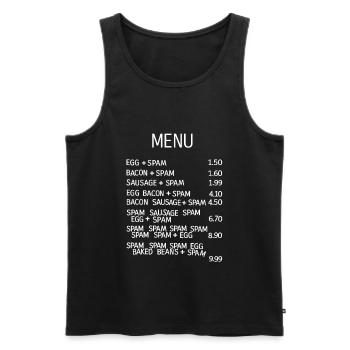 Besonders absurde Speisekarte - Männer Premium Bio Tank Top - Schwarz - Vorne - AI Model Male 178 light (178cm)