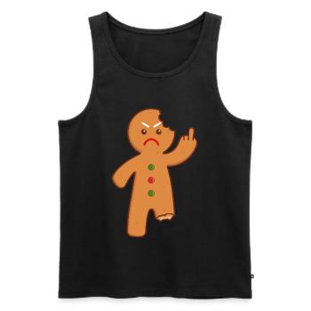 Gingerbread man stinking finger middle finger - Men's Premium Organic Tank Top - black - Front - Michal (187cm)
