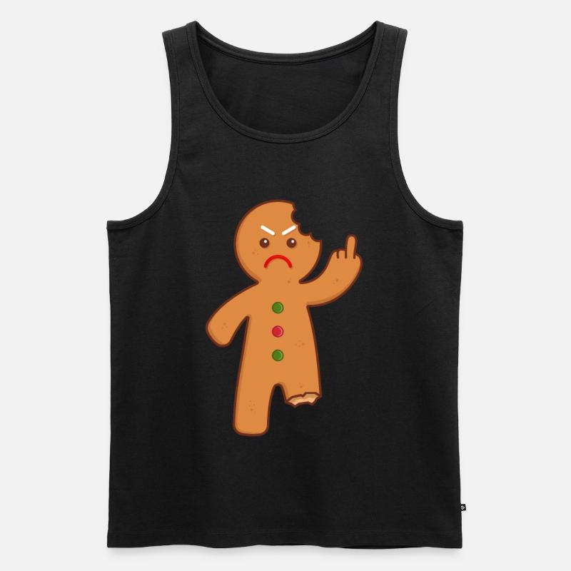 Lebkuchenmann Stinkefinger Mittelfinger - Männer Premium Bio Tank Top - Schwarz