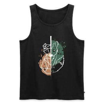 Fox vs origami white drawing - Men's Premium Organic Tank Top - black - Front - AI Model Male 178 light (178cm)