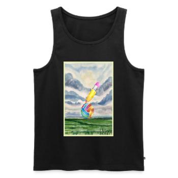 Aquarell Landschaft mit Ball - Männer Premium Bio Tank Top - Schwarz - Vorne - AI Model Male 178 light (178cm)
