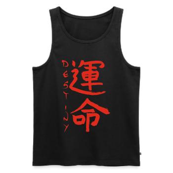 Kanji japonais rouge pour le mot destin - Débardeur bio Premium Homme - noir - Devant - Michal (187cm)