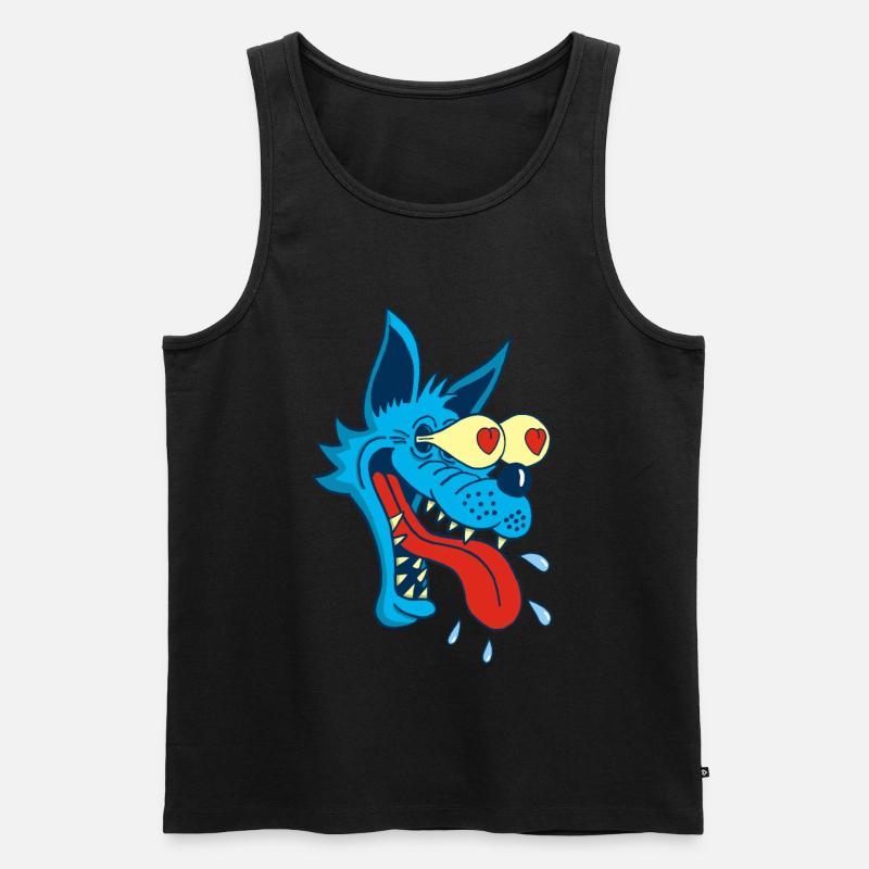 Blauer Wolf verliebt - Männer Premium Bio Tank Top - Schwarz