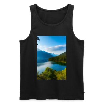 Landscape with lake and mountains - Men's Premium Organic Tank Top - black - Front - Michal (187cm)