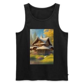 Charming Lakefront Cabin - Men's Premium Organic Tank Top - black - Front - AI Model Male 178 light (178cm)