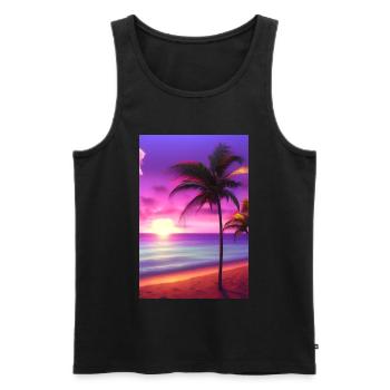 Caribbean Palm Beach - Men's Premium Organic Tank Top - black - Front - AI Model Male 178 light (178cm)