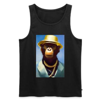 Cool monkey with gold chain - Men's Premium Organic Tank Top - black - Front - AI Model Male 178 light (178cm)