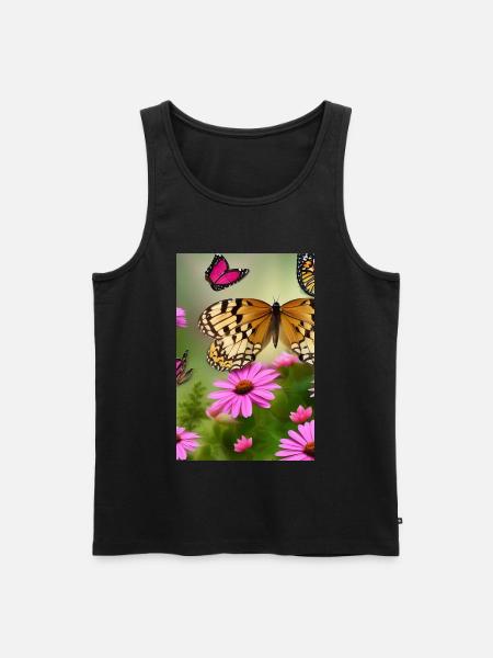 Flowers and butterfly - Men's Premium Organic Tank Top - black