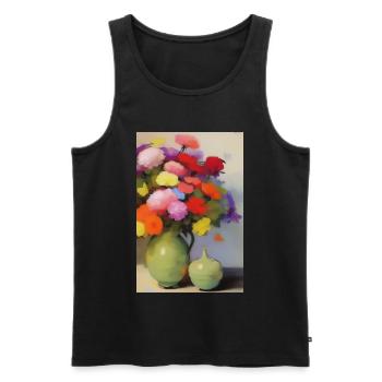 Fleurs et papillon - Débardeur bio Premium Homme - noir - Devant - Michal (187cm)
