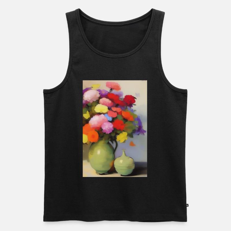 Blumen und Schmetterling - Männer Premium Bio Tank Top - Schwarz