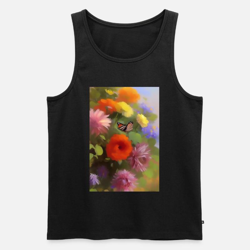 Blumen und Schmetterling - Männer Premium Bio Tank Top - Schwarz