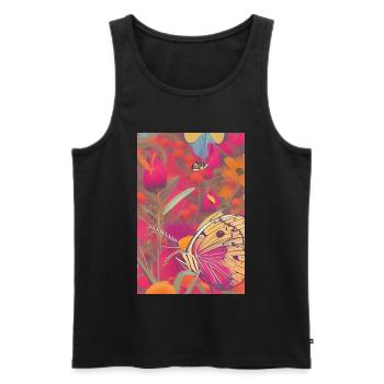 Fleurs et papillon - Débardeur bio Premium Homme - noir - Devant - Michal (187cm)