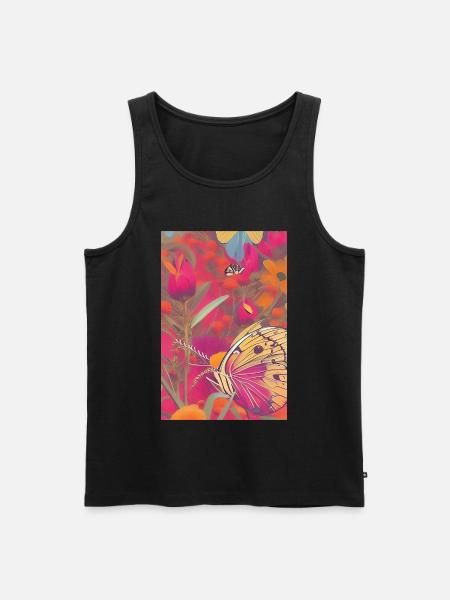 Flowers and butterfly - Men's Premium Organic Tank Top - black