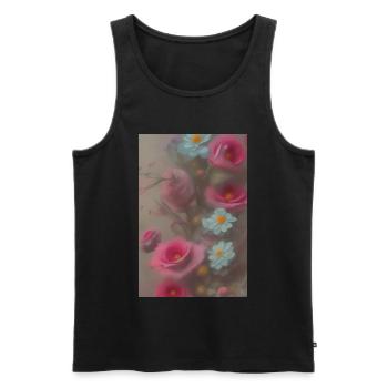 Art floral - Débardeur bio Premium Homme - noir - Devant - Michal (187cm)