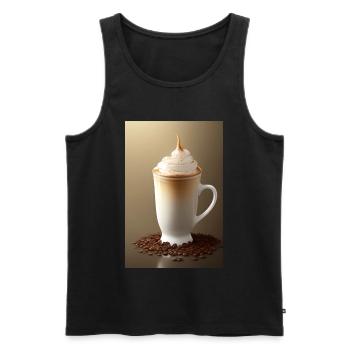 Café, grains de café - Débardeur bio Premium Homme - noir - Devant - Michal (187cm)