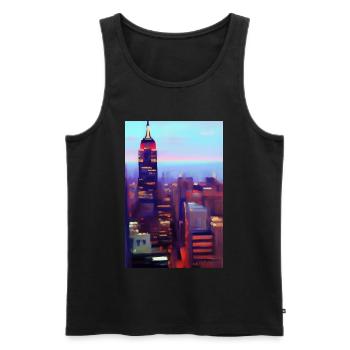 Horizon de la ville de New York - Débardeur bio Premium Homme - noir - Devant - AI Model Male 178 light (178cm)