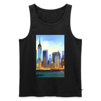 Horizon de la ville de New York - Débardeur bio Premium Homme - noir - Devant - AI Model Male 178 light (178cm)