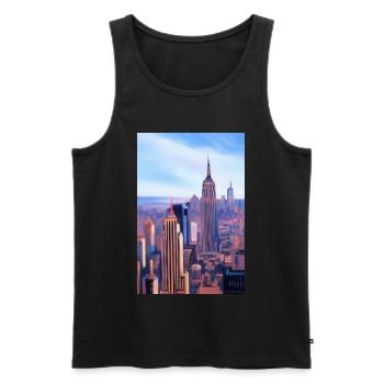 Horizon de la ville de New York - Débardeur bio Premium Homme - noir - Devant - AI Model Male 178 light (178cm)