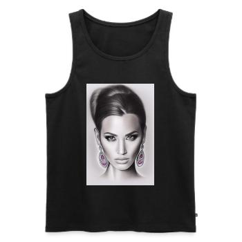 Woman with earring - Men's Premium Organic Tank Top - black - Front - AI Model Male 178 light (178cm)