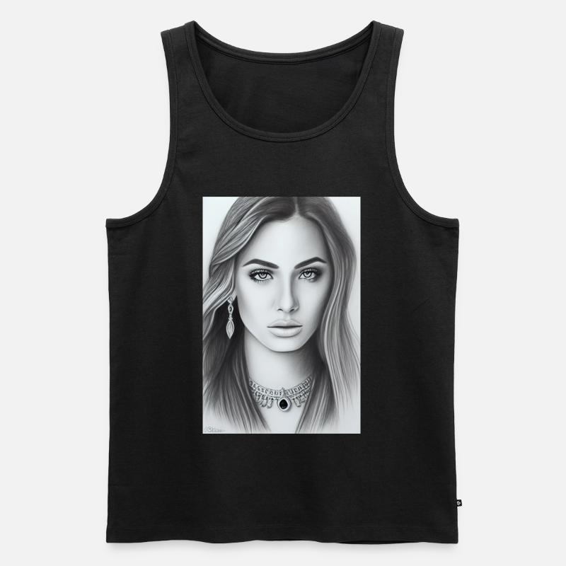 Frau mit Schmuck - Männer Premium Bio Tank Top - Schwarz