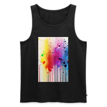 Splashes of paint and lines - Men's Premium Organic Tank Top - black - Front - AI Model Male 178 light (178cm)