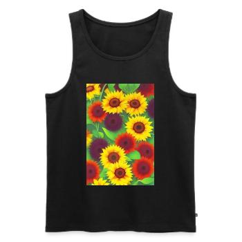 Sonnenblumen - Männer Premium Bio Tank Top - Schwarz - Vorne - Michal (187cm)