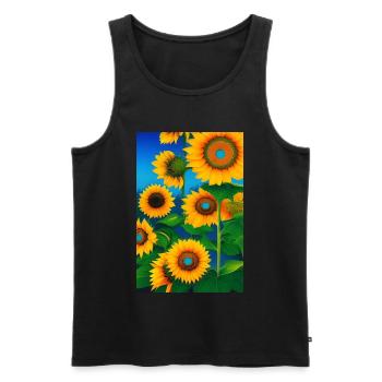 Sonnenblumen - Männer Premium Bio Tank Top - Schwarz - Vorne - Michal (187cm)