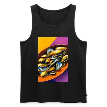 Mussels - Men's Premium Organic Tank Top - black - Front - AI Model Male 178 light (178cm)