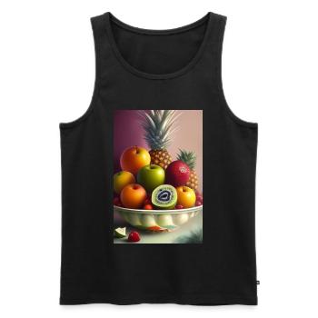 Fruit - Débardeur bio Premium Homme - noir - Devant - AI Model Male 178 light (178cm)