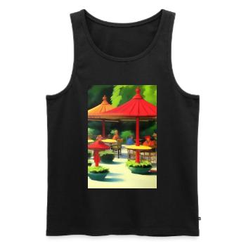 Asiatisches Cafe im Freien - Männer Premium Bio Tank Top - Schwarz - Vorne - Michal (187cm)