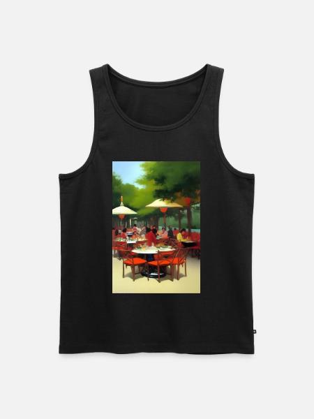 Outdoor Asian Cafe - Men's Premium Organic Tank Top - black