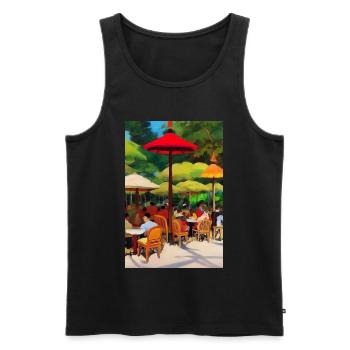 Asiatisches Cafe im Freien - Männer Premium Bio Tank Top - Schwarz - Vorne - Michal (187cm)