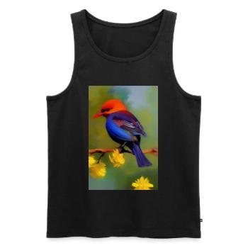 Oiseau sur branche avec fleurs - Débardeur bio Premium Homme - noir - Devant - Michal (187cm)