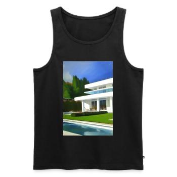 Weiße Villa mit Pool - Männer Premium Bio Tank Top - Schwarz - Vorne - AI Model Male 178 light (178cm)