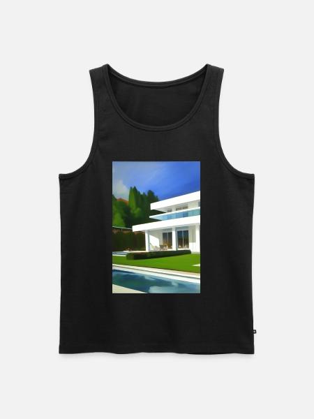 White villa with pool - Men's Premium Organic Tank Top - black