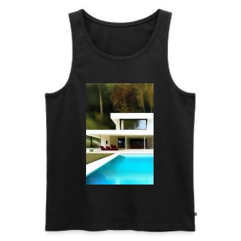 White villa with pool - Men's Premium Organic Tank Top - black - Front - AI Model Male 178 light (178cm)