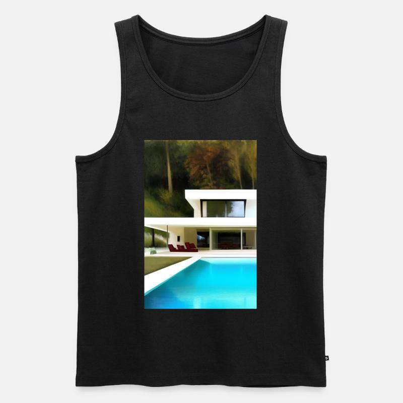 Weiße Villa mit Pool - Männer Premium Bio Tank Top - Schwarz