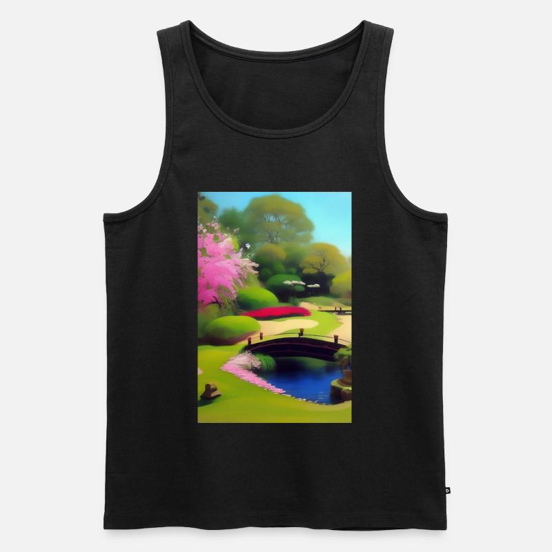 Chinesischer Zen Garten - Männer Premium Bio Tank Top - Schwarz