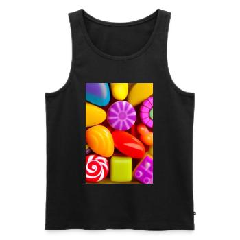 Bonbons - Männer Premium Bio Tank Top - Schwarz - Vorne - AI Model Male 178 light (178cm)