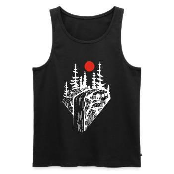 Der weiße Wasserfall und die rote Sonne - Männer Premium Bio Tank Top - Schwarz - Vorne - AI Model Male 178 light (178cm)