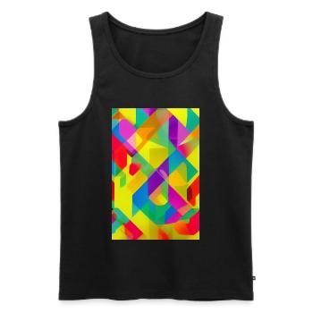 Retro Muster Bunt - Männer Premium Bio Tank Top - Schwarz - Vorne - Michal (187cm)