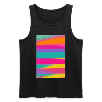 Retro Muster Bunt - Männer Premium Bio Tank Top - Schwarz - Vorne - Michal (187cm)