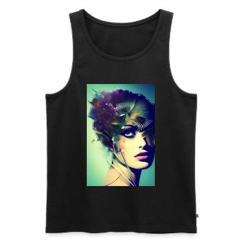 Abstract Facial Art - Men's Premium Organic Tank Top - black - Front - AI Model Male 178 light (178cm)