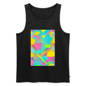 Retro Muster Bunt - Männer Premium Bio Tank Top - Schwarz - Vorne - Michal (187cm)